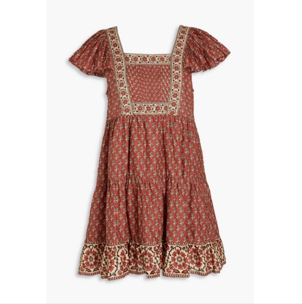 Sea NY Fernanda Pintucked Floral-print Cotton Mini Dress in Antique Rose - Picture 3 of 9